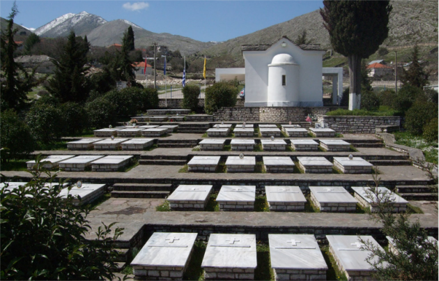            Το Ελληνικό στρατιωτικό νεκροταφείο στο χωριό Βουλιαράτες,                   σε απόσταση 4,5 χλμ από το τελωνείο της Κακαβιάς.